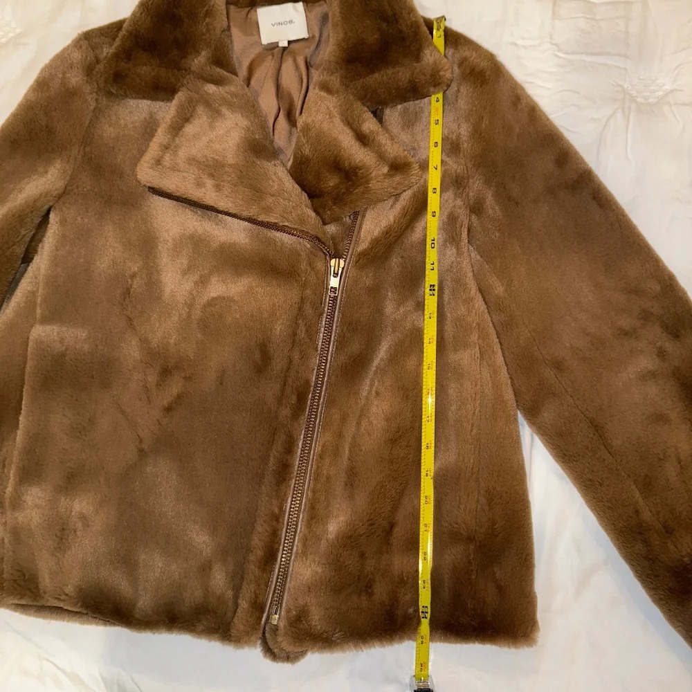 Vince Faux Fur zip moto jacket size Large - Picture 10 of 12